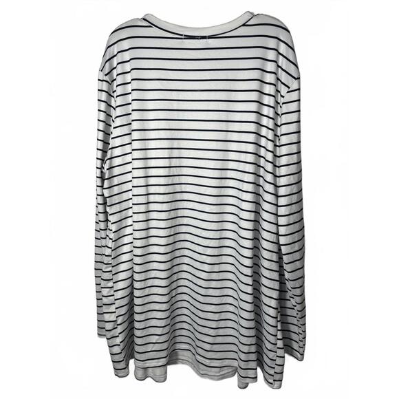 Ecouaer Blouse Top Womens 2XL Black White Striped Long Sleeve Casual EUC Flowy - Picture 4 of 6
